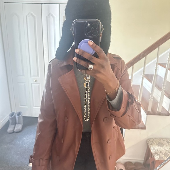 Women's Brown Double-Breasted Coat - Picture 5 of 5